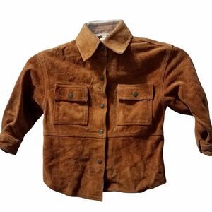 DKNY brown leather jacket boys size 5